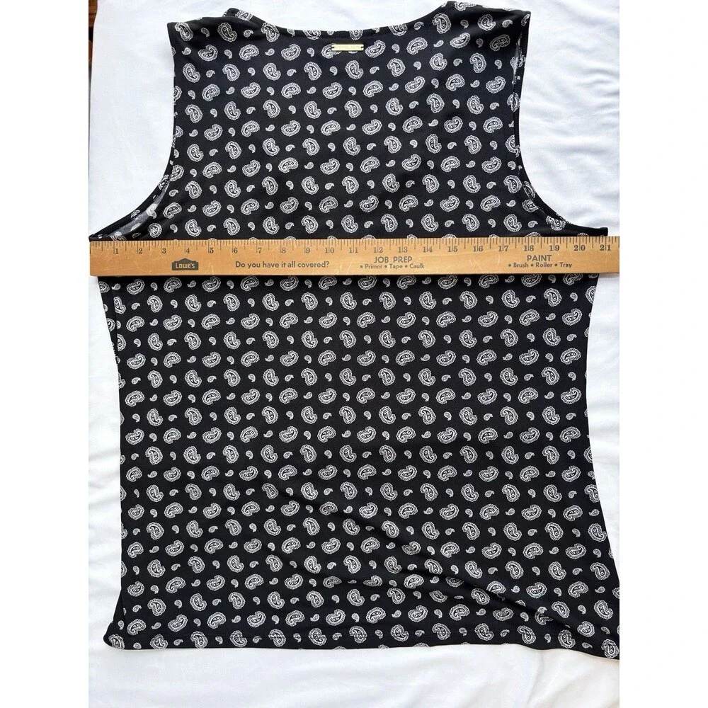 Michael Kors Womens Black Paisley Lace-Up V-Neck Sleeveless Tank Top Size XL